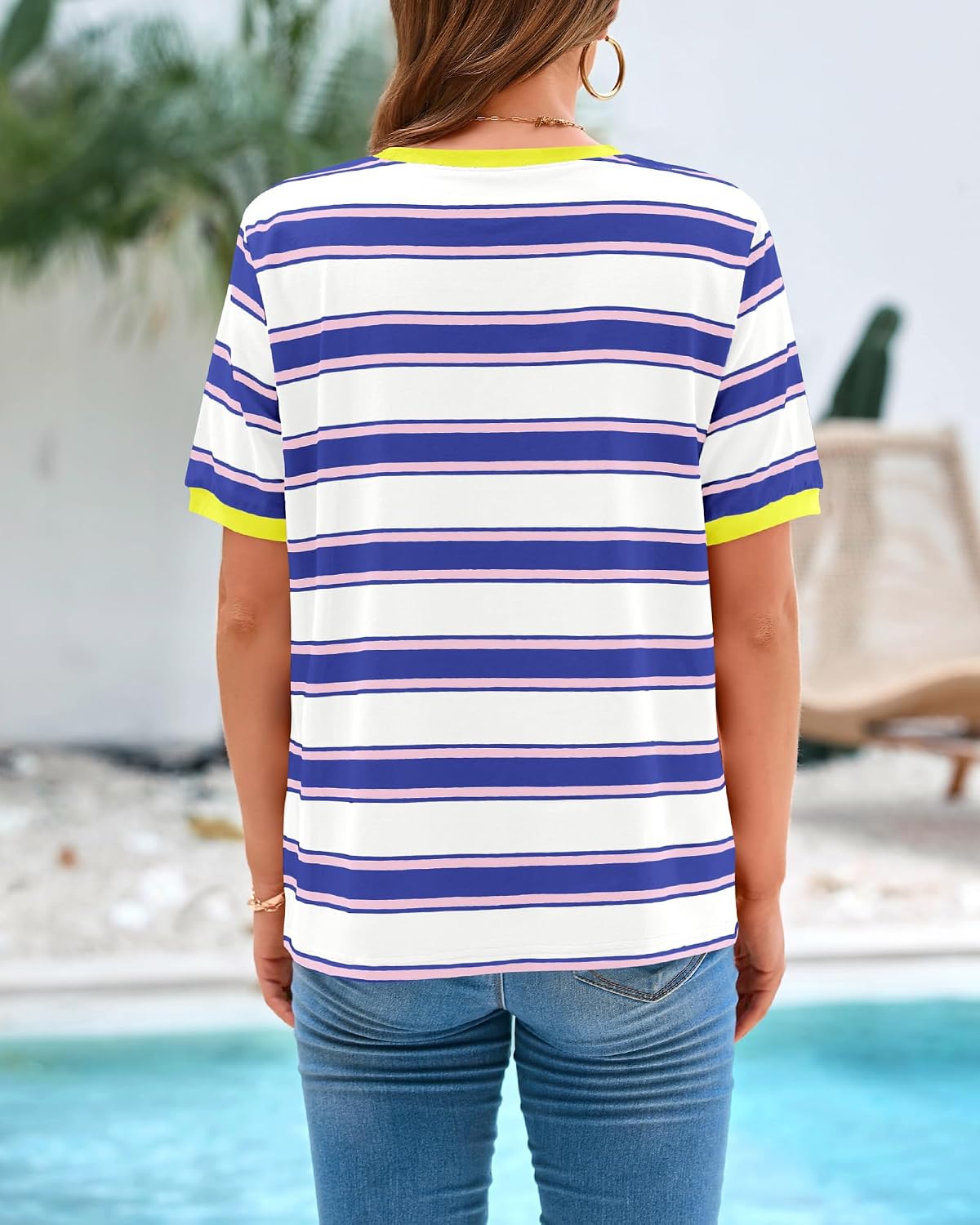 Summer Tops Short Sleeve Striped Shirt image 3