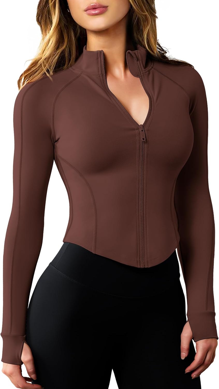 Workout Jacket Lightweight Zip Up Cropped Yoga Jackets Slim image 1