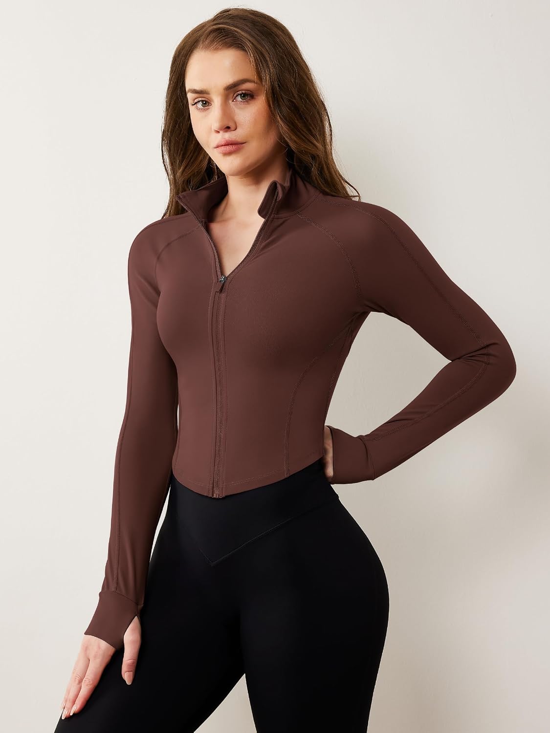 Workout Jacket Lightweight Zip Up Cropped Yoga Jackets Slim image 2