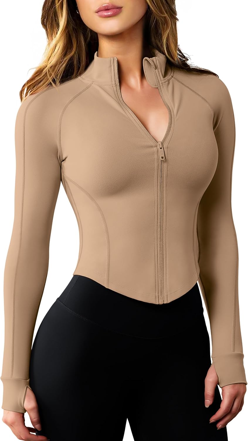 AVGO Workout Jacket Lightweight Zip Up Cropped Yoga Jackets image 1