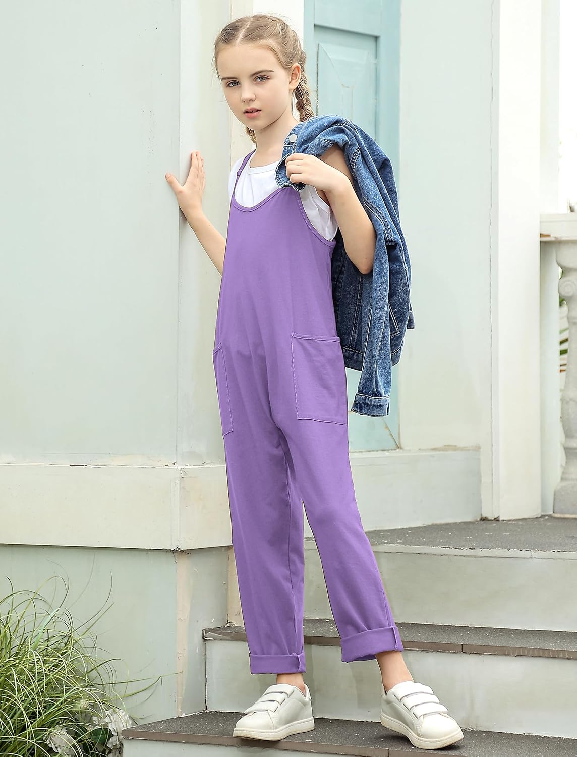 RAISEVERN Jumpsuits for Girls Casual Sleeveless Loose image 3