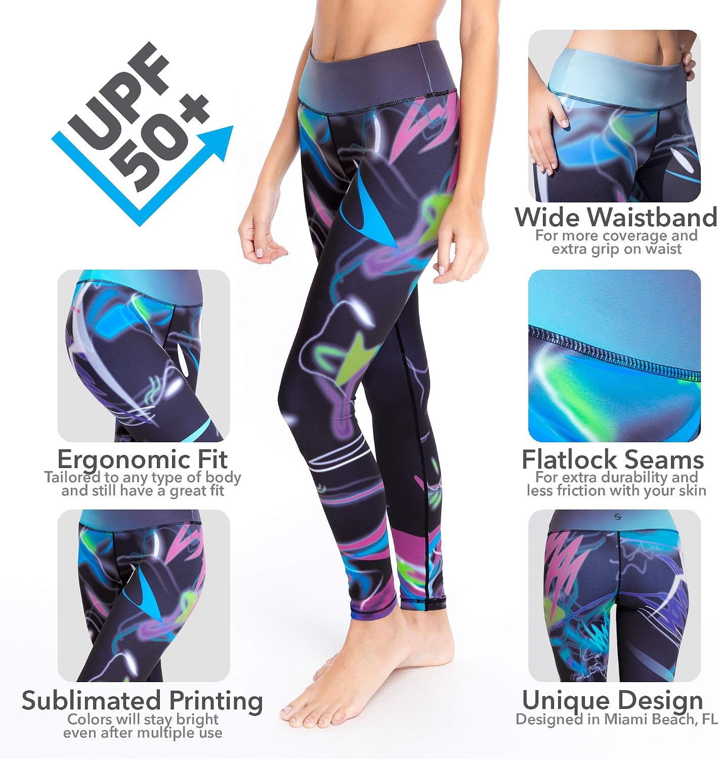 Surf and Swim Leggings for Women, UPF 50+ Yoga Pants Women image 3