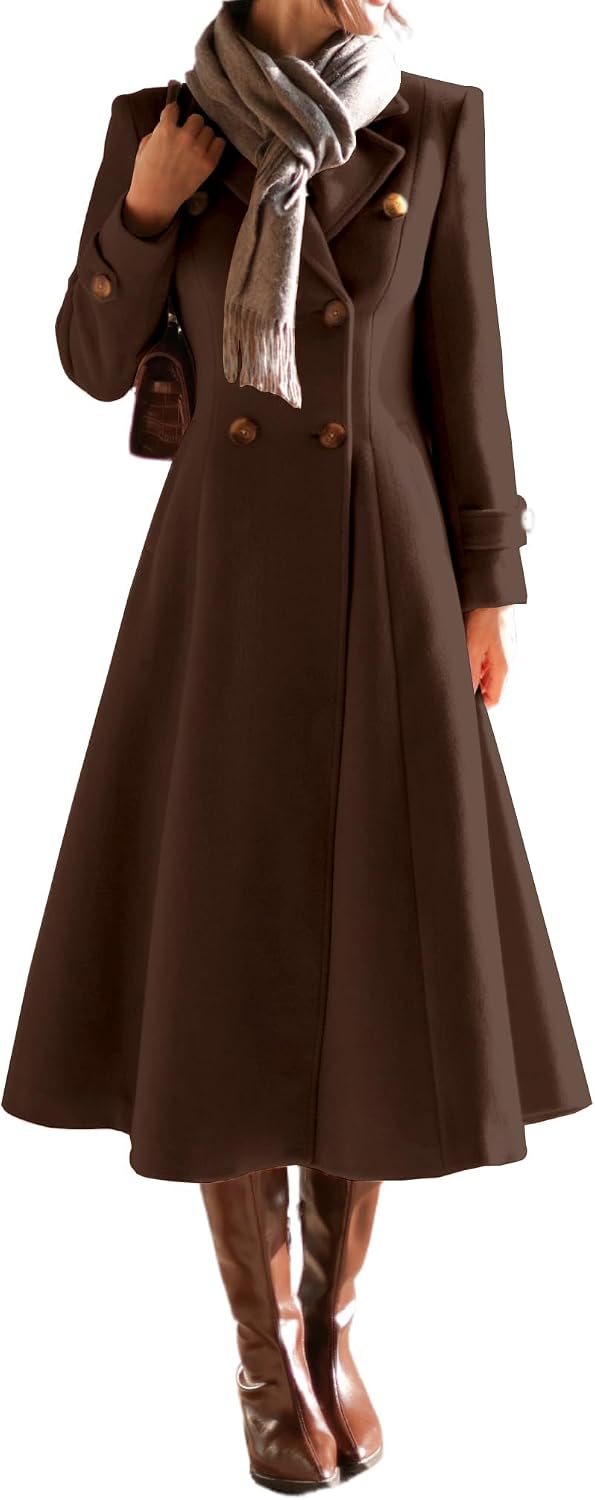 Long Wool Coat Fall Winter Double Breasted Trench Coat image 1